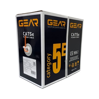 Кабель мережевий GEAR UTP 305м, cat.5e, CCA, 4*2*0,51, LSZH, indoor (GEC-UTPLCCA051305)