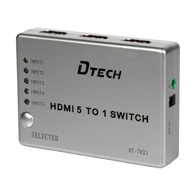 Коммутатор 4K@30Hz HDMI 5x1 Dtech DT-7021 (MS) Коммутатор 4K@30Hz HDMI 5x1 Dtech DT-7021 (MS)