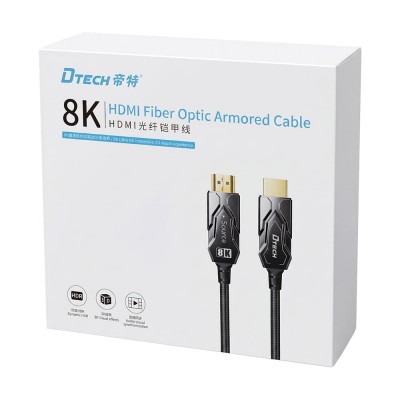 Кабель оптичний армований HDMI 2.1 50m Dtech DT-HF8050BK Кабель оптичний армований HDMI 2.1 50m Dtech DT-HF8050BK