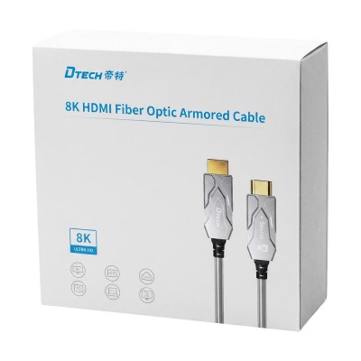 Кабель оптичний армований HDMI 2.1 70m Dtech DT-HF8070K Кабель оптичний армований HDMI 2.1 70m Dtech DT-HF8070K