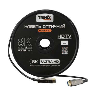 Кабель HDMI V2.1 оптичний 45м Trinix (AOC-HDMI8k-45m) Кабель HDMI V2.1 оптичний 45м Trinix (AOC-HDMI8k-45m)