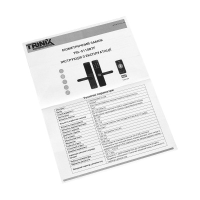 Замок биометрический автономный Trinix TRL-5110BTF Black L/R с Bluetooth, считывателем отпечатков пальцев и карт Mifare Замок биометрический автономный Trinix TRL-5110BTF Black L/R с Bluetooth, считывателем отпечатков пальцев и карт Mifare