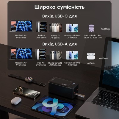 Повербанк 50000 mAh Choetech B733 Black 65W QC3.0 PD3.0 Повербанк 50000 mAh Choetech B733 Black 65W QC3.0 PD3.0