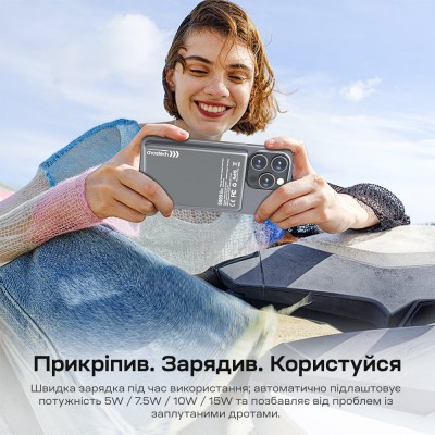 Повербанк 5000mAh Choetech B738 Black QC3.0 PD3.0 бездротова магнітна зарядка Повербанк 5000mAh Choetech B738 Black QC3.0 PD3.0 бездротова магнітна зарядка