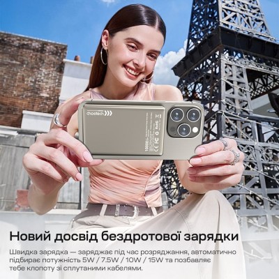 Повербанк 10000mAh Choetech B739 Silver QC3.0 PD3.0 бездротова магнітна зарядка Повербанк 10000mAh Choetech B739 Silver QC3.0 PD3.0 бездротова магнітна зарядка
