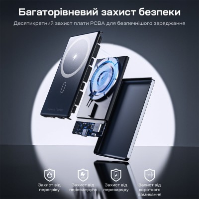 Повербанк 5000mAh Choetech B738 Black QC3.0 PD3.0 бездротова магнітна зарядка Повербанк 5000mAh Choetech B738 Black QC3.0 PD3.0 бездротова магнітна зарядка