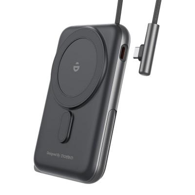 Повербанк 10000mAh Choetech B735 Black QC3.0 PD3.0 бездротова магнітна зарядка, вбудований кабель, підставка Повербанк 10000mAh Choetech B735 Black QC3.0 PD3.0 бездротова магнітна зарядка, вбудований кабель, підставка