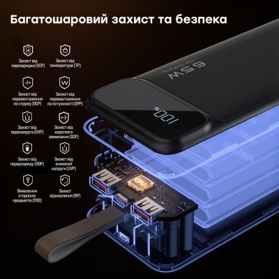 Повербанк 50000 mAh Choetech B733 Black 65W QC3.0 PD3.0 Повербанк 50000 mAh Choetech B733 Black 65W QC3.0 PD3.0