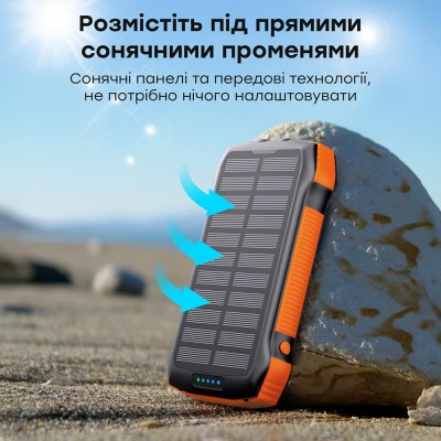 Повербанк з сонячною панеллю 20000mAh Choetech B657 Black PD20W+QC QC3.0 PD3.0 бездротова зарядка Повербанк з сонячною панеллю 20000mAh Choetech B657 Black PD20W+QC QC3.0 PD3.0 бездротова зарядка