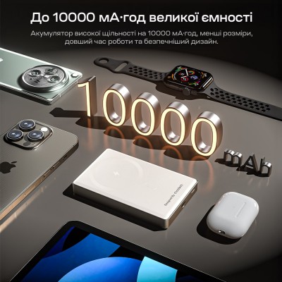 Повербанк 10000mAh Choetech B739 Silver QC3.0 PD3.0 бездротова магнітна зарядка Повербанк 10000mAh Choetech B739 Silver QC3.0 PD3.0 бездротова магнітна зарядка