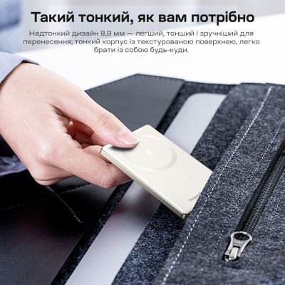 Повербанк 5000mAh Choetech B738 White QC3.0 PD3.0 бездротова магнітна зарядка Повербанк 5000mAh Choetech B738 White QC3.0 PD3.0 бездротова магнітна зарядка