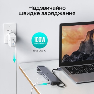 USB-C хаб 11-в-1 Choetech M20 HDMI 4K@30Hz, VGA, 3 USB-A 3.0, USB-C 3.0, RJ45, USB-C PD, SD-card, TF-card, 3.5mm audio USB-C хаб 11-в-1 Choetech M20 HDMI 4K@30Hz, VGA, 3 USB-A 3.0, USB-C 3.0, RJ45, USB-C PD, SD-card, TF-card, 3.5mm audio
