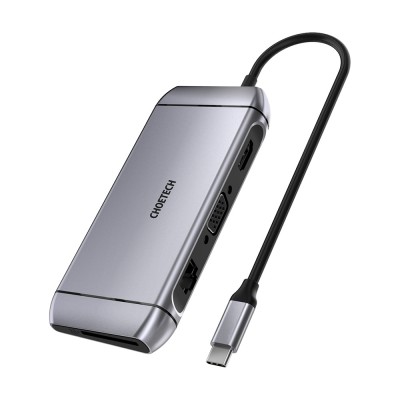 USB-C хаб 9-в-1 Choetech M15 HDMI 4K@30Hz, VGA, 3 USB3.0, RJ45, USB-C PD, SD-card, TF-card USB-C хаб 9-в-1 Choetech M15 HDMI 4K@30Hz, VGA, 3 USB3.0, RJ45, USB-C PD, SD-card, TF-card