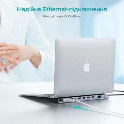 USB-C хаб 11-в-1 Choetech M20 HDMI 4K@30Hz, VGA, 3 USB-A 3.0, USB-C 3.0, RJ45, USB-C PD, SD-card, TF-card, 3.5mm audio USB-C хаб 11-в-1 Choetech M20 HDMI 4K@30Hz, VGA, 3 USB-A 3.0, USB-C 3.0, RJ45, USB-C PD, SD-card, TF-card, 3.5mm audio