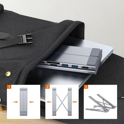 USB-C хаб-підставка 7-в-1 Choetech M57 HDMI 4K@30Hz, 2 USB 3.0, USB-C Data, USB-C PD 100W, SD-card, TF-card USB-C хаб-підставка 7-в-1 Choetech M57 HDMI 4K@30Hz, 2 USB 3.0, USB-C Data, USB-C PD 100W, SD-card, TF-card