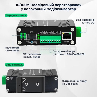 Медіаконвертер E-LINK LNK-IMCRS1100-SFP RS232/RS485/RS422 Медіаконвертер E-LINK LNK-IMCRS1100-SFP RS232/RS485/RS422