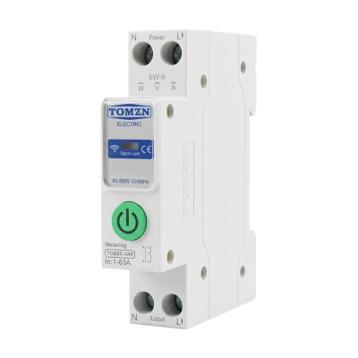 Розумний автоматичний вимикач з Wi-Fi (Tuya) TOMZN TOB9S-VAP 63A з моніторингом енергоспоживання та захисним реле напруги Розумний автоматичний вимикач з Wi-Fi (Tuya) TOMZN TOB9S-VAP 63A з моніторингом енергоспоживання та захисним реле напруги