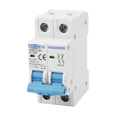 Автоматичний вимикач 2-полюсний TOMZN TOB7Z-63 1000V 25A DC PV Автоматичний вимикач 2-полюсний TOMZN TOB7Z-63 1000V 25A DC PV