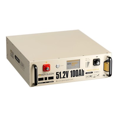 Акумуляторна батарея літій-залізо-фосфатна LiFePO4 51.2В 5120Вт*год Power Queen P51.2V100-100-COM-16-S3U монтаж в стійку 19 Акумуляторна батарея літій-залізо-фосфатна LiFePO4 51.2В 5120Вт*год Power Queen P51.2V100-100-COM-16-S3U монтаж в стійку 19