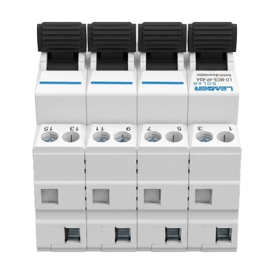 Перемикач введення резерву ручний трипозиційний під DIN-рейку Leader LD-MCS-4P 63A I-0-II 4 полюси Перемикач введення резерву ручний трипозиційний під DIN-рейку Leader LD-MCS-4P 63A I-0-II 4 полюси