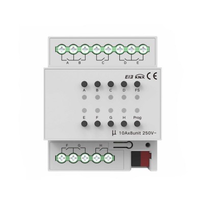 Модуль переключателей на 8 каналов, 10A, KNX Akubela KXAC-B1R8A10 Модуль переключателей на 8 каналов, 10A, KNX Akubela KXAC-B1R8A10