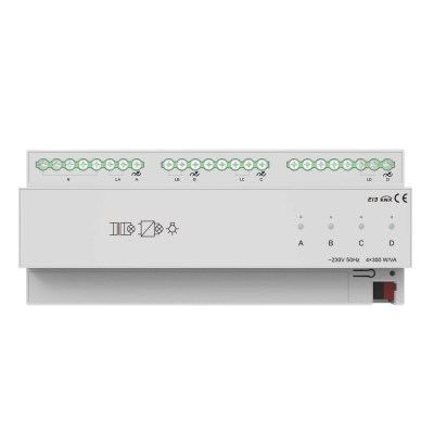 Тиристорный димер на 4 канала 300W, KNX Akubela KXAC-B1D4P300 Тиристорный димер на 4 канала 300W, KNX Akubela KXAC-B1D4P300
