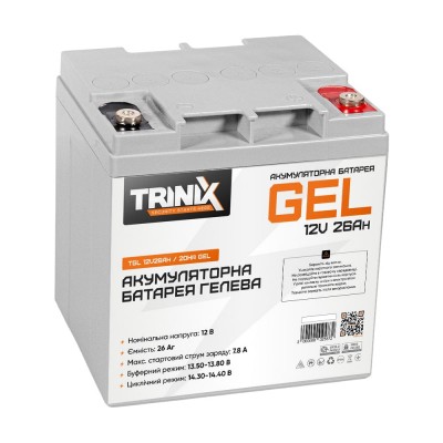 Акумуляторна батарея гелева 12В 26Аг Trinix TGL12V26Ah/20Hr GEL Акумуляторна батарея гелева 12В 26Аг Trinix TGL12V26Ah/20Hr GEL