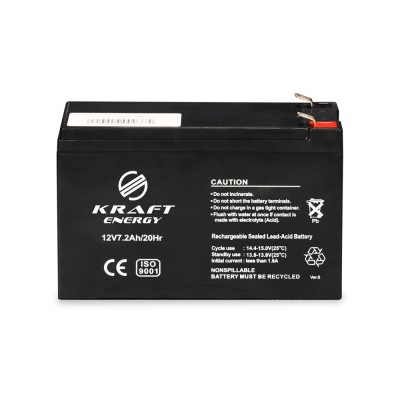 Аккумуляторная батарея 12В 7.2А Kraft 12V7.2Ah/20Hr AGM свинцово-кислотная Аккумуляторная батарея 12В 7.2А Kraft 12V7.2Ah/20Hr AGM свинцово-кислотная