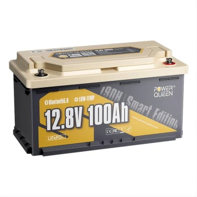 Аккумуляторная литий-железо-фосфатная с Bluetooth 12.8В 100А*ч LiFePO4 Power Queen H190 P12V100-100-RV190-BT-4-AC150 Аккумуляторная литий-железо-фосфатная с Bluetooth 12.8В 100А*ч LiFePO4 Power Queen H190 P12V100-100-RV190-BT-4-AC150