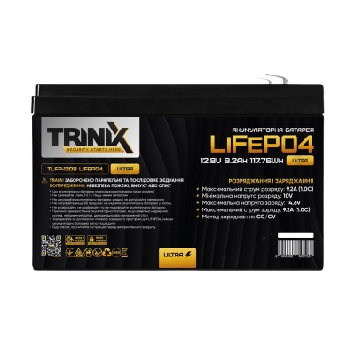 Акумуляторна батарея літій-залізо-фосфатна 12.8В 9.2А*год Trinix TLFP-1209 Ultra LiFePO4