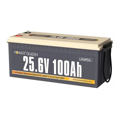 Аккумуляторная литий-железо-фосфатная 25.6В 100А*ч LiFePO4 Power Queen 25.6V 100Ah, 2560Wh, BMS 100A, 532*207*215мм