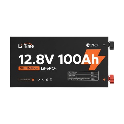 Акумуляторна батарея літій-залізо-фосфатна 12.8В 100А*год LiFePO4 LiTime Slim 12V100-100-SLIM-LTCP-4-SE100 ультратонка Акумуляторна батарея літій-залізо-фосфатна 12.8В 100А*год LiFePO4 LiTime Slim 12V100-100-SLIM-LTCP-4-SE100 ультратонка