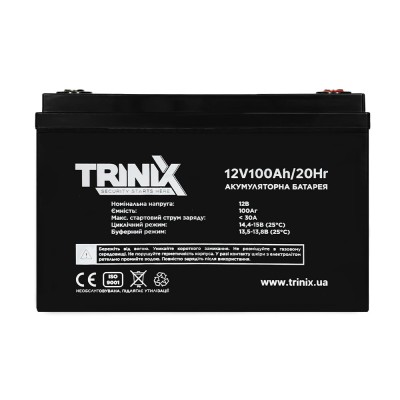Trinix 12V100Ah/20Hr AGM Акумуляторна батарея 12В 100Аг свинцево-кислотна Trinix 12V100Ah/20Hr AGM Акумуляторна батарея 12В 100Аг свинцево-кислотна