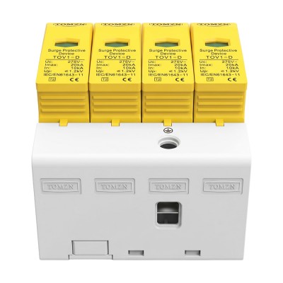 Обмежувач напруги TOMZN TOV1-20/4P 275V AC 10-20kA під DIN-рейку 4 полюси Обмежувач напруги TOMZN TOV1-20/4P 275V AC 10-20kA під DIN-рейку 4 полюси