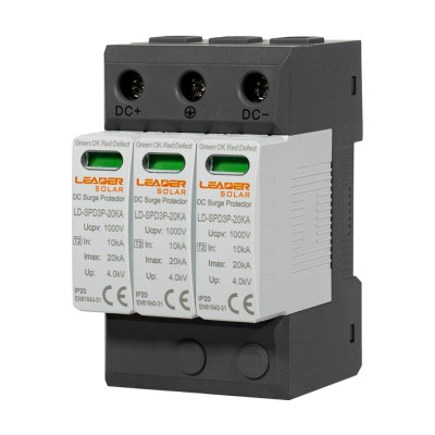 Ограничитель напряжения DC 1000V Leader LD-SPD3P-20KA-1000V под DIN-рейку Ограничитель напряжения DC 1000V Leader LD-SPD3P-20KA-1000V под DIN-рейку