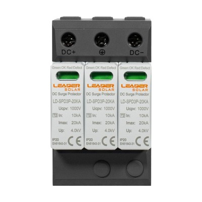 Обмежувач напруги DC 1000V Leader LD-SPD3P-20KA-1000V під DIN-рейку