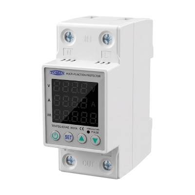 Реле напруги та струму на DIN-рейку TOMZN TOVPD1-63VAE colorful 63A, моніторинг енергоспоживання
