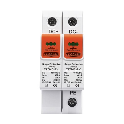 Обмежувач напруги TOMZN TZG40-PV 2P 600V DC під DIN-рейку Обмежувач напруги TOMZN TZG40-PV 2P 600V DC під DIN-рейку