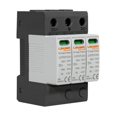 Обмежувач напруги DC 1000V Leader LD-SPD3P-20KA-1000V під DIN-рейку