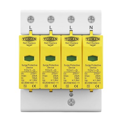 Обмежувач напруги TOMZN TOV1-20/4P 275V AC 10-20kA під DIN-рейку 4 полюси