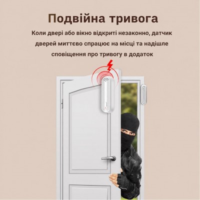 Бездротовий автономний датчик відчинення вікон/дверей з сиреною 90dB з WiFi Trinix TRX-DS03(WiFi) Tuya
