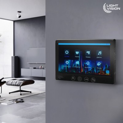Комплект відеодомофону Light Vision з відеокамерою: домофон 7" AMSTERDAM FHD Black, відеопанель 2Mp RIO FHD (RF) White зі зчитувачем Mifare, MHD-відеокамера 2Mp VLC-1192WFM Graphite