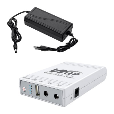Комплект Mini UPS з блоком живлення: джерело безперебійного живлення Mini UPS WGP UPS103A 10400mAh 5V/12V/12V, Li-ion 4*2.6Ah, для роутера і медіаконвертера та блок живлення Kraft KRF-1203PS 12V/3A