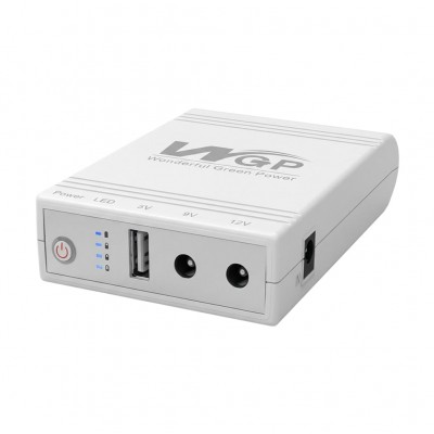 Джерело безперебійного живлення Mini UPS WGP UPS103A White 10400mAh 5V/9V/12V, Li-ion 4*2.6Ah, для роутера та оптичного терміналу Джерело безперебійного живлення Mini UPS WGP UPS103A White 10400mAh 5V/9V/12V, Li-ion 4*2.6Ah, для роутера та оптичного терміналу