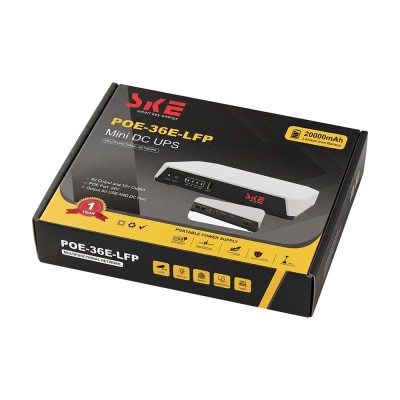 Источник бесперебойного питания Mini UPS SKE POE-36E-LFP 24V 20000mAh 5V/9V/12V/24V/PoE, LiFePO4 4*5Ah, для роутера и оптического терминала
