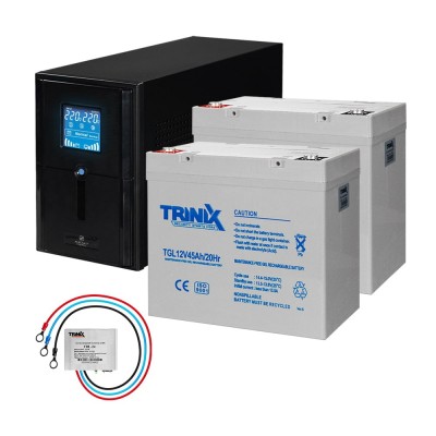 Комплект резервного живлення: Kraft PSW1500VA/1200W(LCD)24V UPS + гелева батарея 1143 Вт*г