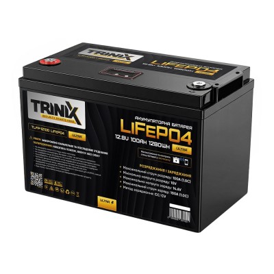Комплект резервного живлення 1000W 1280Wh: інвертор з функцією ДБЖ Kraft KRF-AVR1200VA/1KW-12V + акумуляторна батарея LiFePO4 12.8V 100Ah з Bluetooth Trinix TLFP-12100 Ultra
