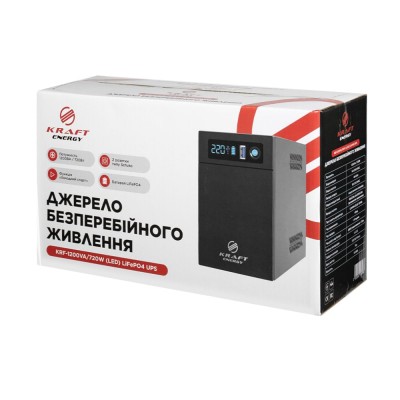 Джерело безперебійного живлення Kraft KRF-1200VA/720W(LED)LiFePO4 UPS