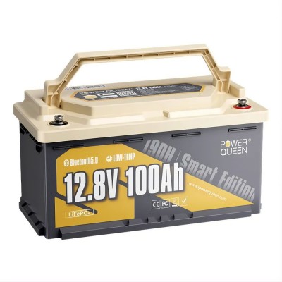 Комплект резервного живлення 640W 1280Wh: інвертор з функцією ДБЖ Kraft KRF-AVR800VA/640W-12V + акумуляторна батарея LiFePO4 12.8V 100Ah з Bluetooth Power Queen H190 P12V100-100-RV1