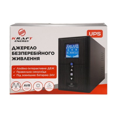 Источник бесперебойного питания Kraft KRF-PSW1000VA/800W(LCD)24V UPS под внешний аккумулятор Источник бесперебойного питания Kraft KRF-PSW1000VA/800W(LCD)24V UPS под внешний аккумулятор